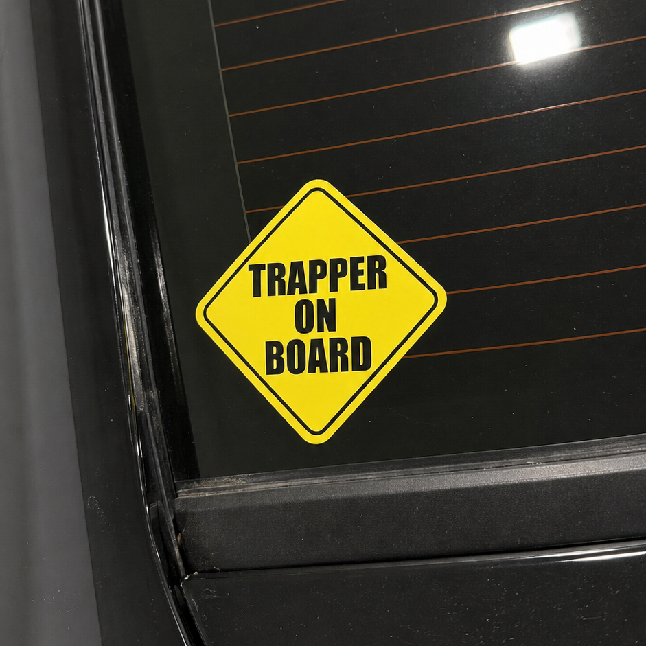 "TRAPPER ON BOARD" 5in Sticker